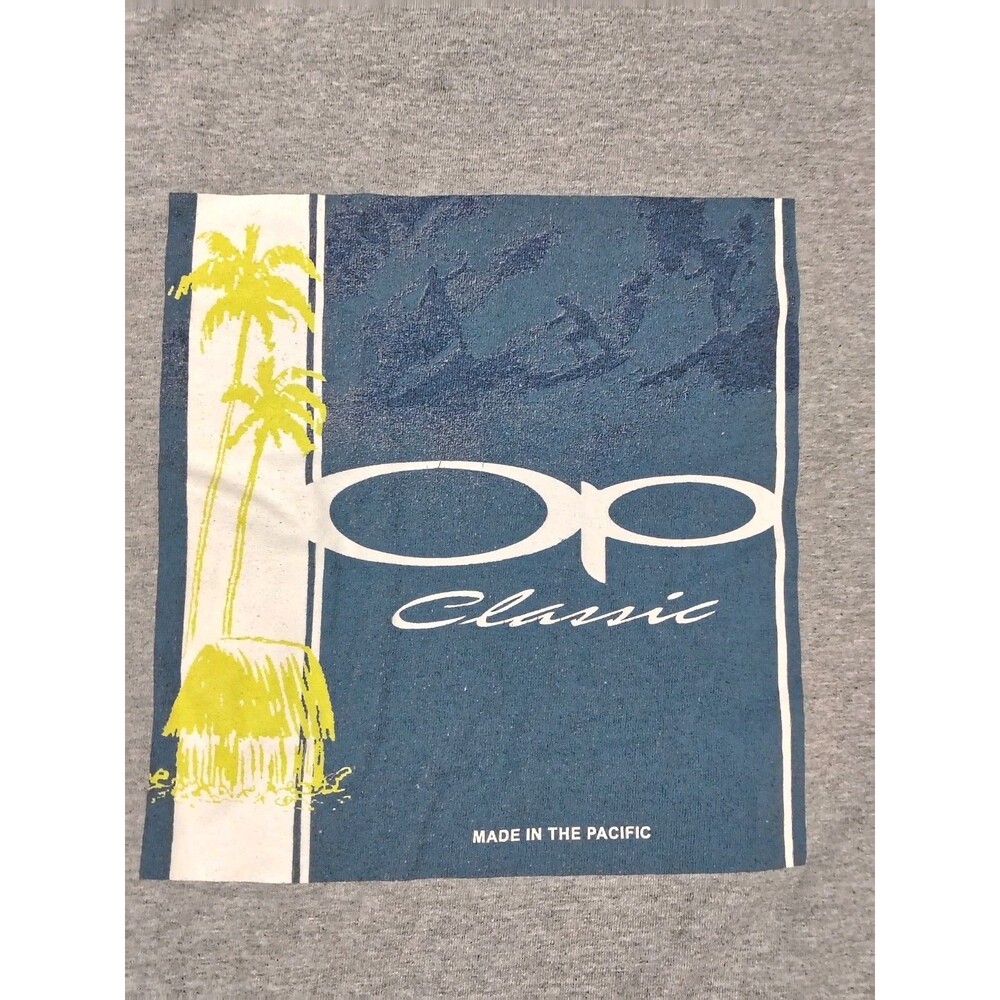 Ocean Pacific Surfwear Surf Beach TShirt Size L Gray Vintage 90s Y2K